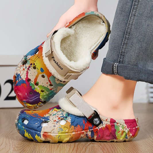 Warme Graffiti Sloffen - Winter Klompen Pantoffels Voor Binnen & Buiten