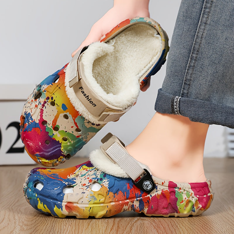 Warme Graffiti Sloffen - Winter Klompen Pantoffels Voor Binnen & Buiten
