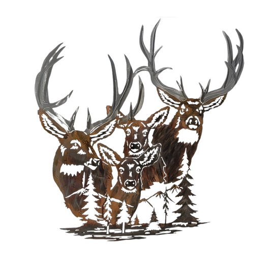Wanddecoratie Herten – Metalen Silhouet Berglandschap