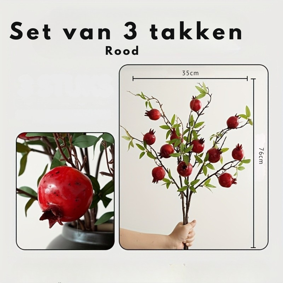 Granaatappel Kunstbloemen – Decoratieve Takken voor Vaas