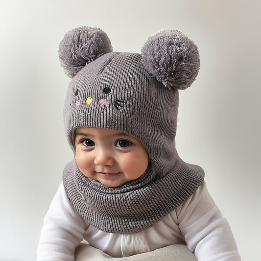 Warme Baby Muts met Oortjes – Zachte Gebreide Wintermuts