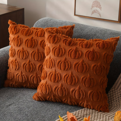 Pompoen Kussenhoezen – Set van 2 Decoratieve Hoezen Herfst