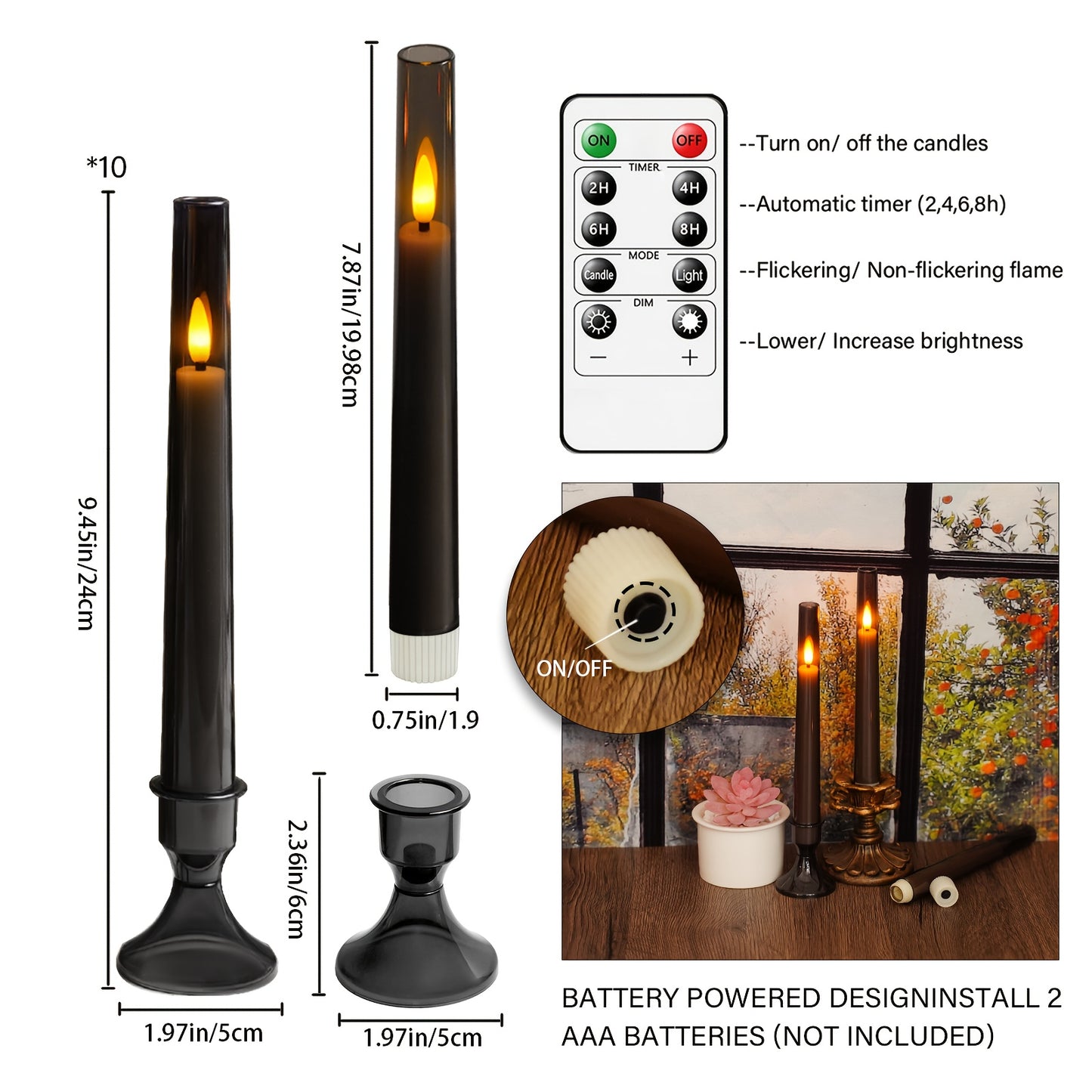 LED Kaarsen met Houder – Set van 10