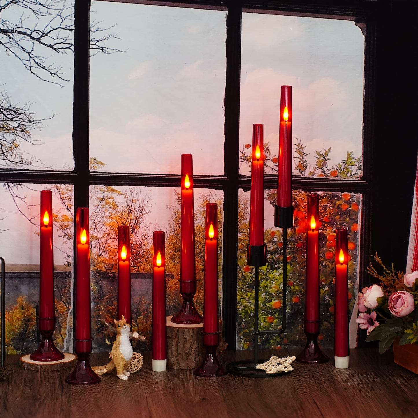 LED Kaarsen met Houder – Set van 10