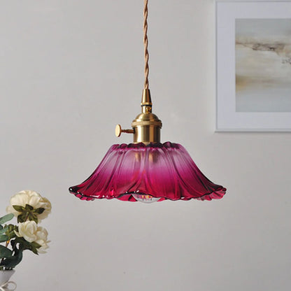 Bloemvorm Hanglamp – Glazen Vintage Plafondlamp