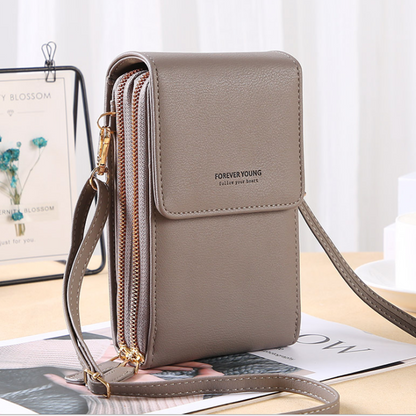 Dames Crossbody Telefoontas – Portemonnee & Schoudertas met Touchscreen Vak