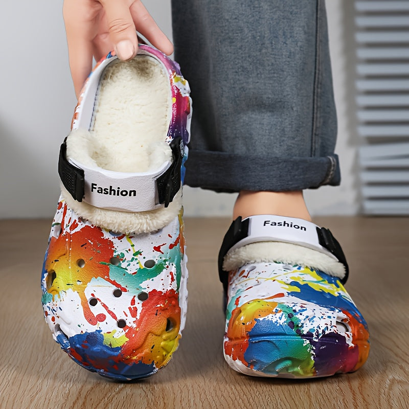 Warme Graffiti Sloffen - Winter Klompen Pantoffels Voor Binnen & Buiten