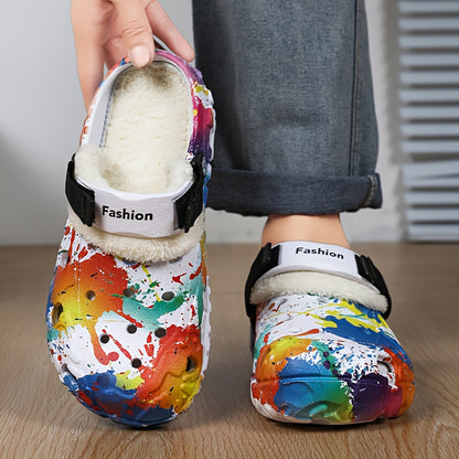 Warme Graffiti Sloffen - Winter Klompen Pantoffels Voor Binnen & Buiten