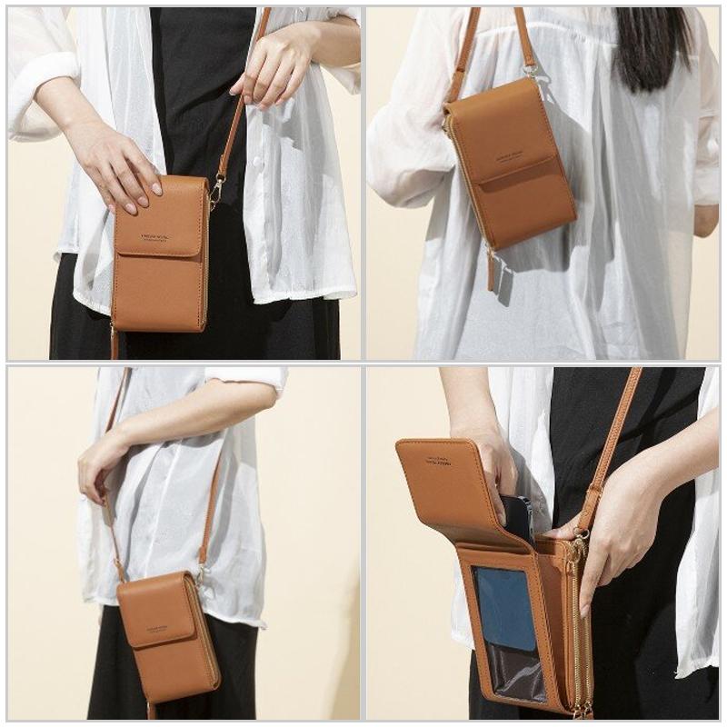 Dames Crossbody Telefoontas – Portemonnee & Schoudertas met Touchscreen Vak