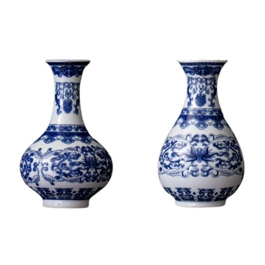 Keramische Blauwe Bloemenvaas Wanddecoratie