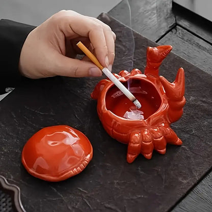 Keramische Krab Asbak met Deksel – Uniek Handgemaakt Design