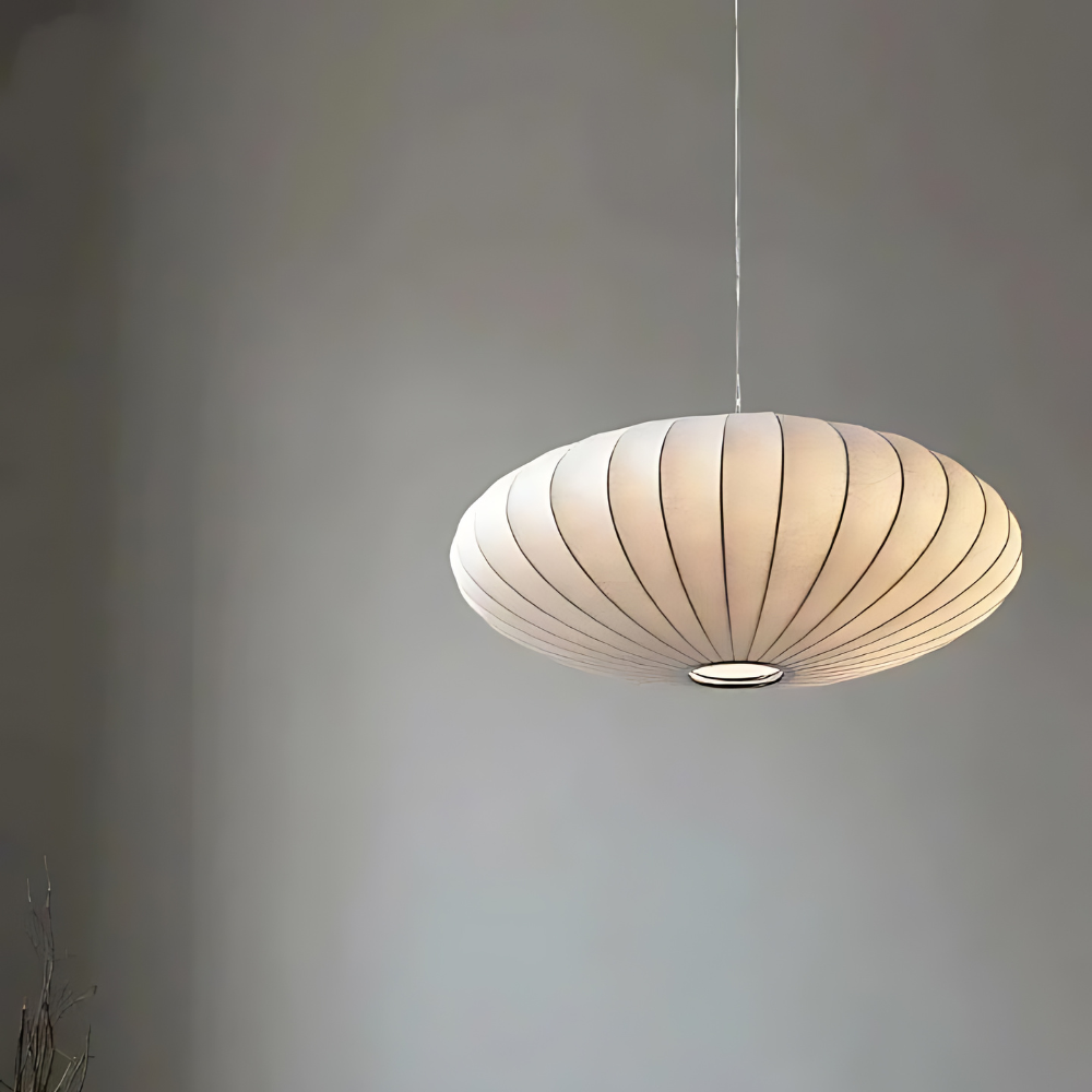 Japandi Stijl Hanglamp – Tijdloze Zijde Plafondlamp