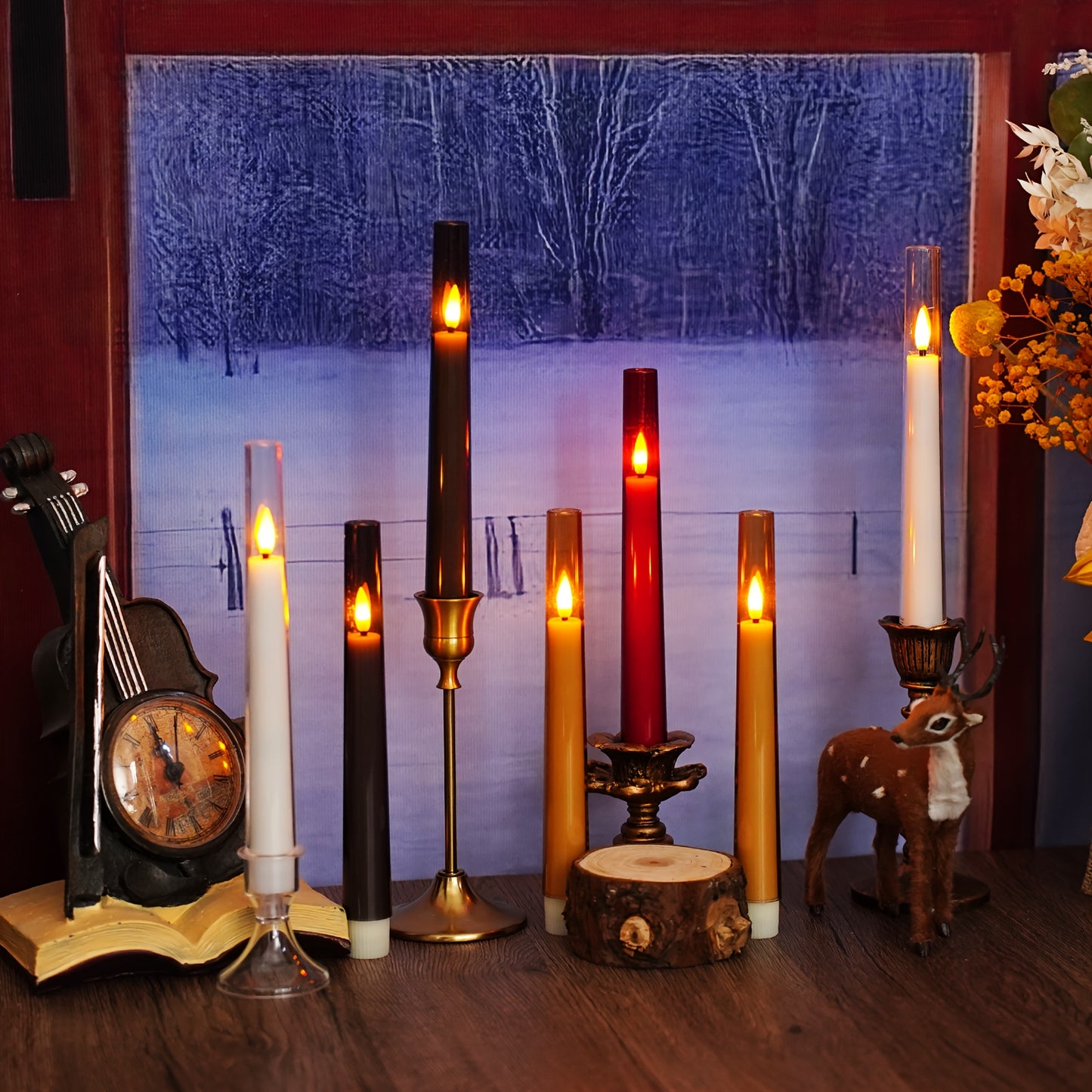 LED Kaarsen met Houder – Set van 10