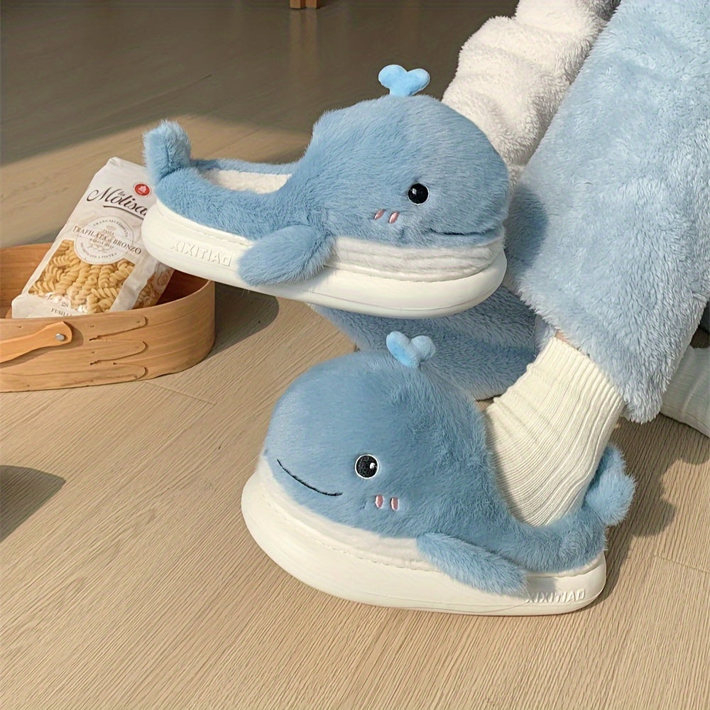 Cozy Whale Slippers – Winter Sloffen met Fleece Voering