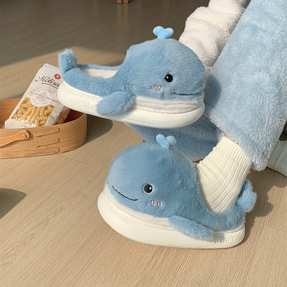 Cozy Whale Slippers – Winter Sloffen met Fleece Voering
