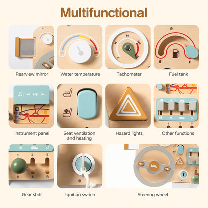 Interactief Houten Dashboard Stuur – Educatief Speelgoed