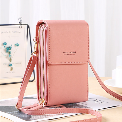 Dames Crossbody Telefoontas – Portemonnee & Schoudertas met Touchscreen Vak