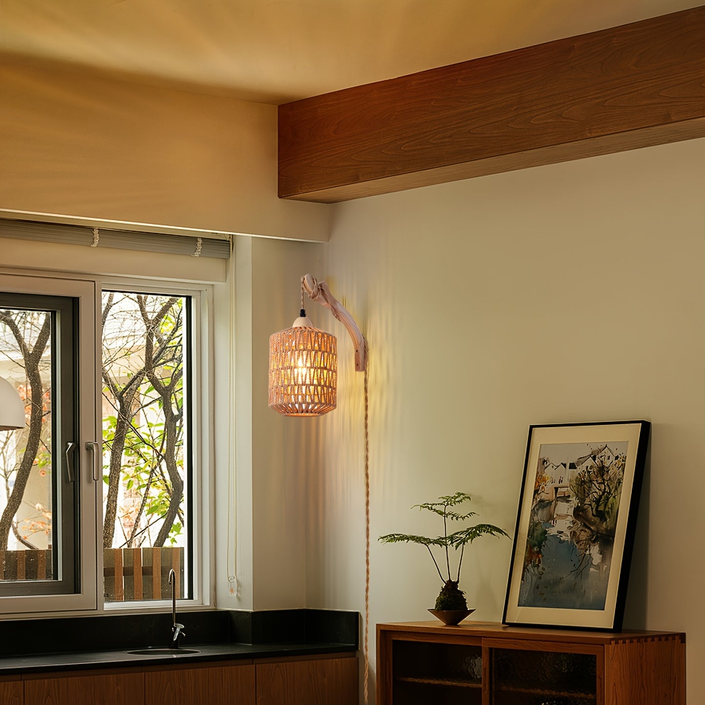 Wandlamp Rotan – Boho Wandverlichting met Natuurlijke Look