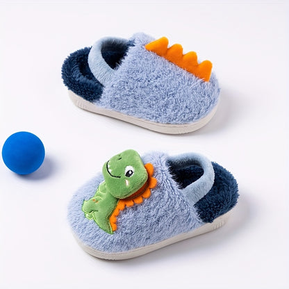 Dino Kinder Sloffen – Warme Pluche Pantoffels met Anti-Slip Zool