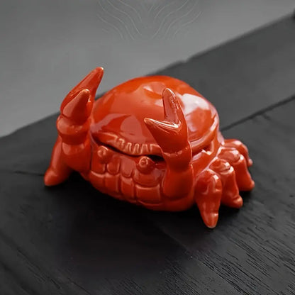 Keramische Krab Asbak met Deksel – Uniek Handgemaakt Design