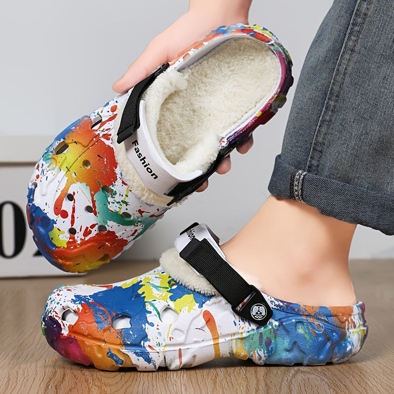 Warme Graffiti Sloffen - Winter Klompen Pantoffels Voor Binnen & Buiten