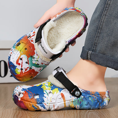 Warme Graffiti Sloffen - Winter Klompen Pantoffels Voor Binnen & Buiten