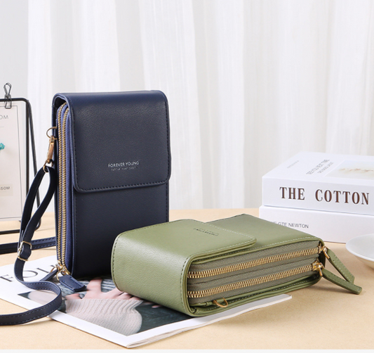 Dames Crossbody Telefoontas – Portemonnee & Schoudertas met Touchscreen Vak