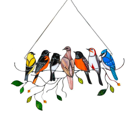 Stijlvolle Raamhanger Glas-in-Lood Vogel Decoratie