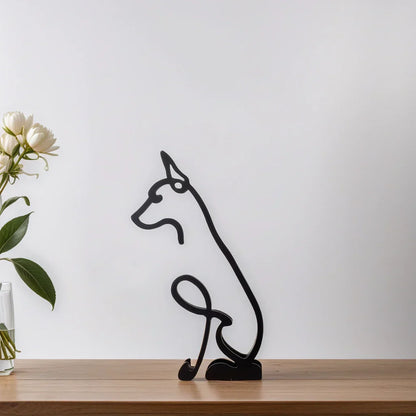 Moderne Hondensculptuur – Minimalistisch Beeld voor Woondecoratie