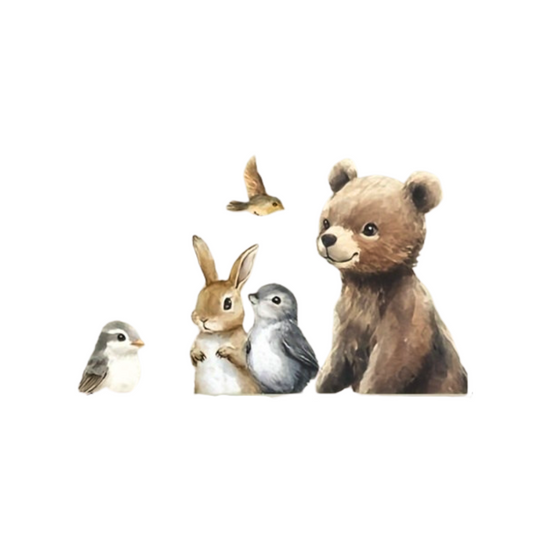 Beer & Vriendjes Muursticker –  Schattige Aquarel Stijl voor Kinderkamer