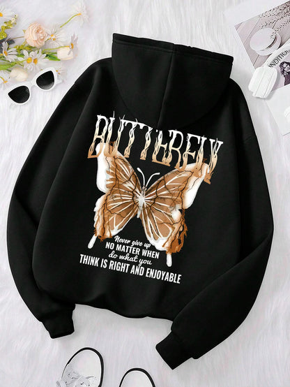 Butterfly Print Sweater – Oversized Unisex Trui met Tekst en Vlinderprint