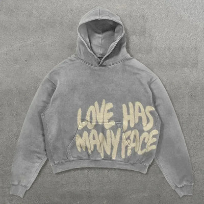 Statement Hoodie – “All We Need Is Money / Love Has Many Faces” – Unisex Cropped Sweate
