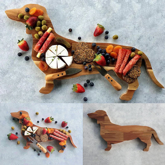 Houten Borrelplank Hond – Unieke Teckel Serveerplank voor Liefhebbers