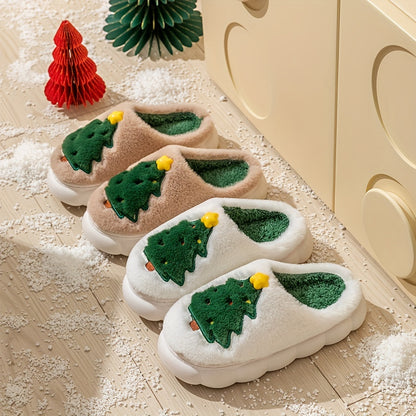 Kerst Sloffen met Kerstprint - Warme Pluche Huis Slippers