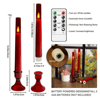 LED Kaarsen met Houder – Set van 10