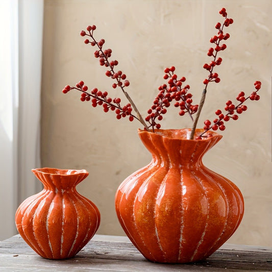 Oranje Pompoen Vaas – Keramische Herfst Decoratie