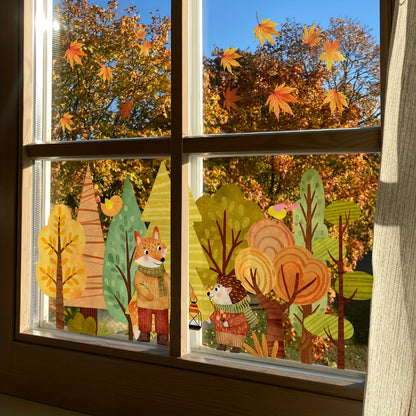 Herfst Decoratie – Herbruikbare Dubbelzijdige Raamsticker