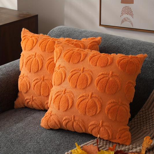 Pompoen Kussenhoezen – Set van 2 Decoratieve Hoezen Herfst
