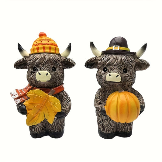 Herfst Decoratie – Set van 2 Koe Beeldjes