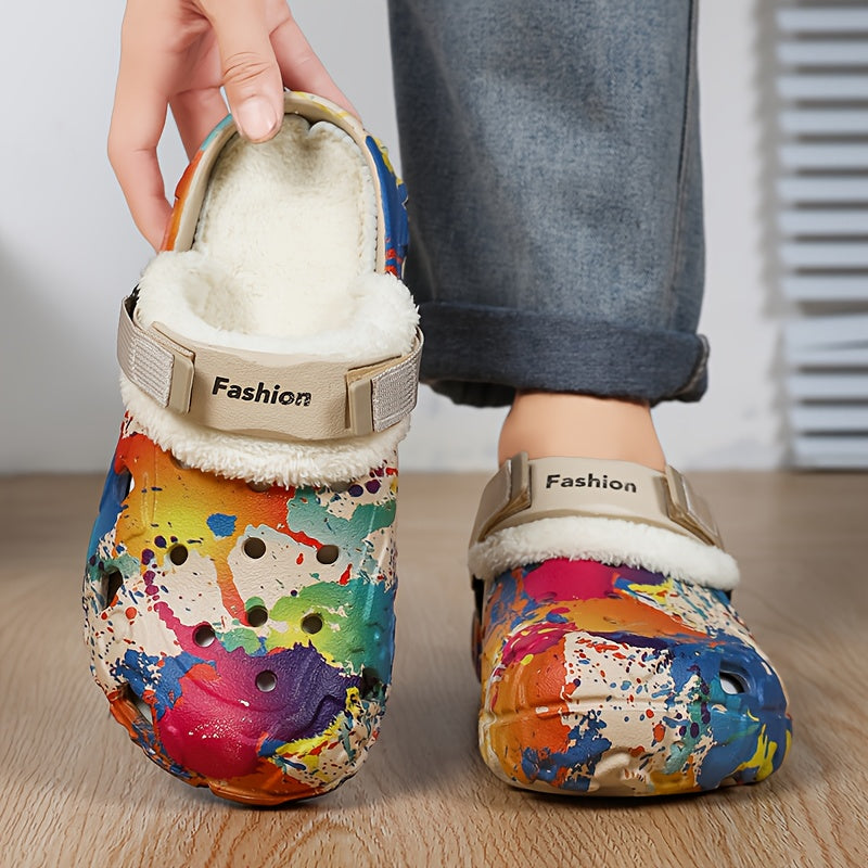 Warme Graffiti Sloffen - Winter Klompen Pantoffels Voor Binnen & Buiten