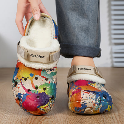 Warme Graffiti Sloffen - Winter Klompen Pantoffels Voor Binnen & Buiten